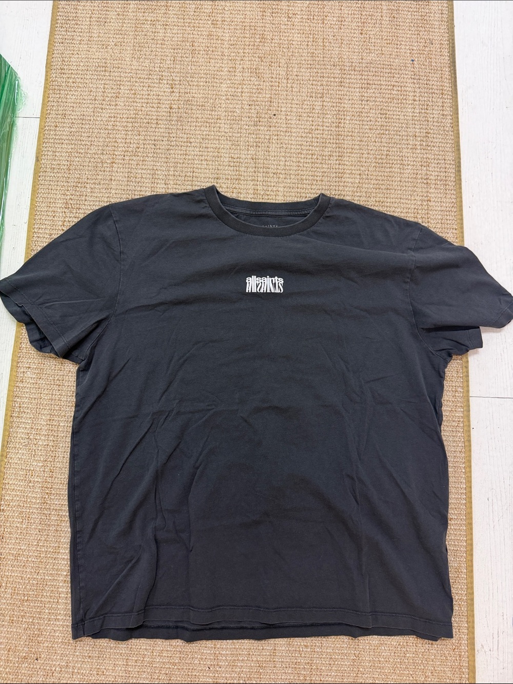 All Saints Black Short-Sleeve Tee with White Logo